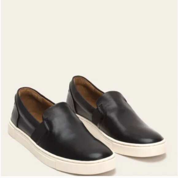 Frye Ivy Slip On Sneakers Black Leather Loafers 9.5 - Picture 1 of 11